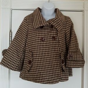 Elegant 3/4 Sleeve Women Wool Plaid Jacket